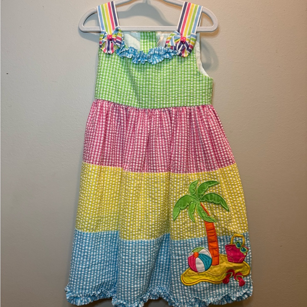 Colorful Striped Sundress with Beach Appliqué